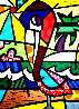 Colorful Florida Pelican 48x36 Super Huge Original Painting by Romero Britto - 0 Colorful Florida Pelican 48x36 Super Huge Original Painting by Romero Britto - 0