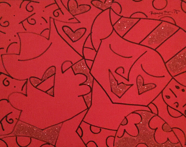 Kisses 2001 40x34 Oil on Canvas - Huge Original Painting by Romero Britto