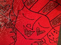 Kisses 2001 40x34 Huge Original Painting by Romero Britto - 3 Kisses 2001 40x34 Huge Original Painting by Romero Britto - 3