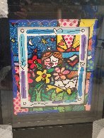 Girl and Cat Unique 2019 25x23 3-D Original Painting by Romero Britto - 1 Girl and Cat Unique 2019 25x23 3-D Original Painting by Romero Britto - 1