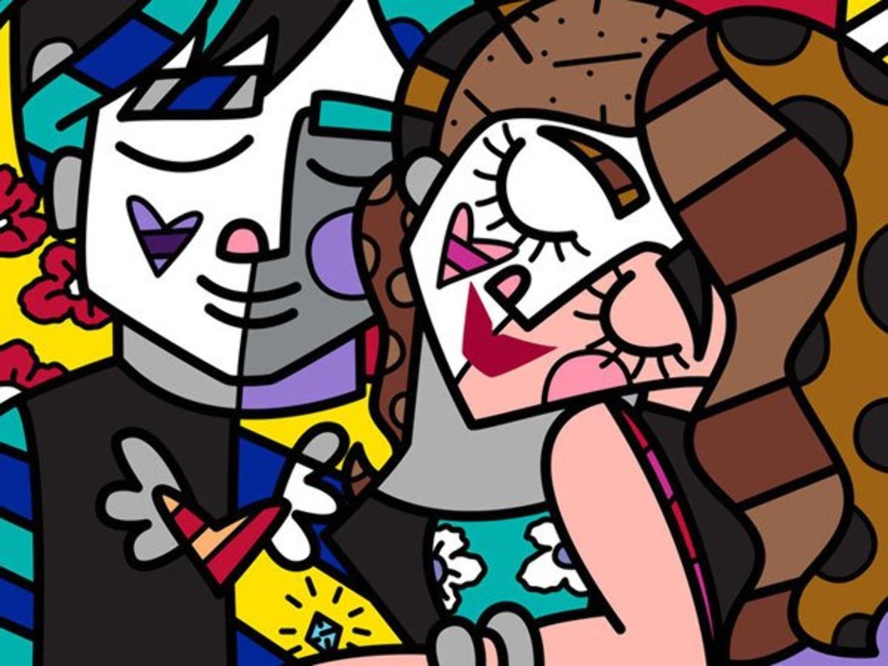 Kisses 30x40 Huge  Limited Edition Print by Romero Britto
