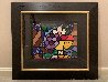 Morning Delight - Double Signed 23x36 Original Painting by Romero Britto - 1