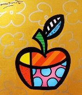 Romero Britto, original painting, Gold Apple 2017 by Romero Britto ...