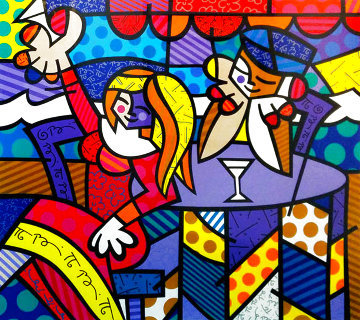 Doing Lunch 1997 Limited Edition Print - Romero Britto Doing Lunch 1997 Limited Edition Print - Romero Britto