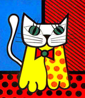Cat Limited Edition Print - Romero Britto Cat Limited Edition Print - Romero Britto