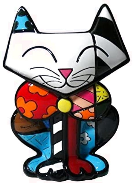 Bow Tie Cat Resin Sculpture 2016 24 in Sculpture by Romero Britto