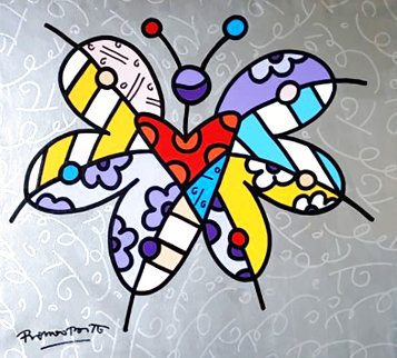 Butterfly, Butterfly 2006 38x35 Huge Original Painting - Romero Britto Butterfly, Butterfly 2006 38x35 Huge Original Painting - Romero Britto