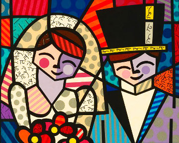 Bride Groom 2000 Limited Edition Print - Romero Britto Bride Groom 2000 Limited Edition Print - Romero Britto
