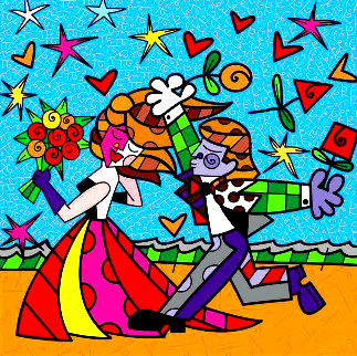 I Love You 2011 Embellished Limited Edition Print - Romero Britto I Love You 2011 Embellished Limited Edition Print - Romero Britto