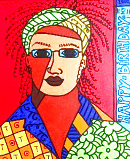 Davis 2002 32x26 Original Painting - Romero Britto Davis 2002 32x26 Original Painting - Romero Britto