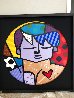 A Man in Love 2001 48 in Huge Round Tondo Original Painting by Romero Britto - 1