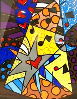 A Star is Born 2002 32x40 Huge Original Painting - Romero Britto A Star is Born 2002 32x40 Huge Original Painting - Romero Britto
