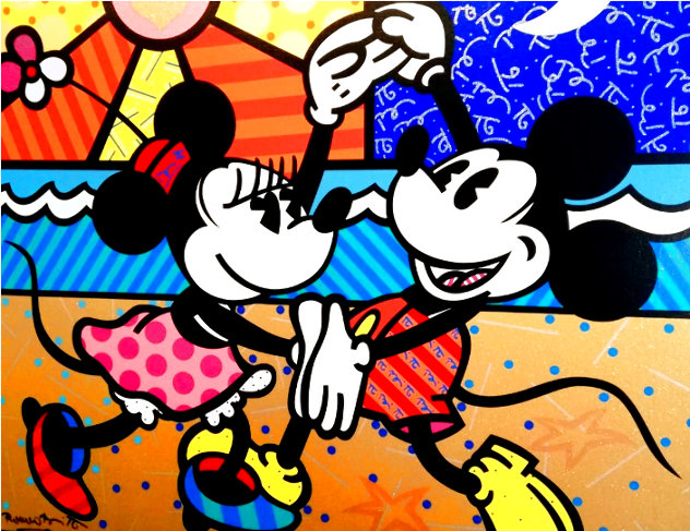 Mickey's Greatest Love On Canvas 1997 Limited Edition Print by Romero Britto