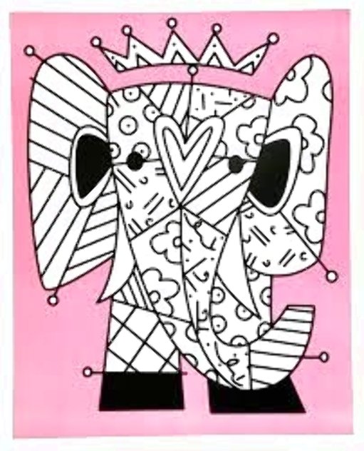 Pink Elephant AP 2018 - 35x45 Huge Limited Edition Print by Romero Britto