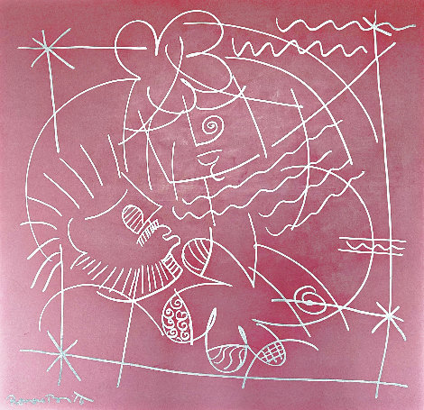 Pink South Beach 1993 56x56 - Huge - Florida Original Painting - Romero Britto