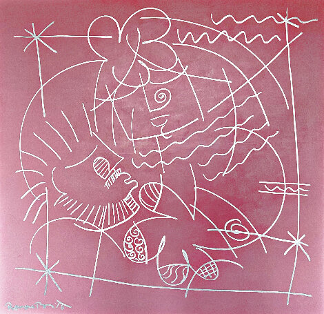 Pink South Beach Painting 1993 56x56 - Huge - Florida Original Painting - Romero Britto