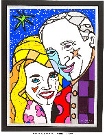 Buzz and Lois 2010 45x35 - Huge Original Painting by Romero Britto - 1