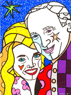 Buzz and Lois 2010 45x35 - Huge Original Painting - Romero Britto