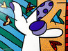 O.K. 2006 32x42 -  Mixed Media on Canvas - Huge Original Painting by Romero Britto - 0