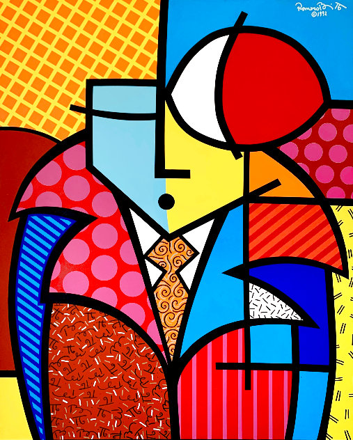Big Brother 1992 62x50 - Huge - Vintage Tape Painting - Really Huge Original Painting by Romero Britto