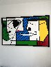 Pink Earring 1992 39x63 - Huge Published in Art News Magazine - TAPE Method Original Painting by Romero Britto - 2