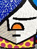 Untitled Thinking 1993 26x38 Published in Britto Book - TAPE Painting Original Painting by Romero Britto - 1
