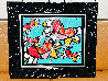 In the Air Teal and Pink IX 2018 25x29 Original Painting by Romero Britto - 1