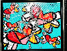 In the Air Teal and Pink IX 2018 25x29 Original Painting by Romero Britto - 2