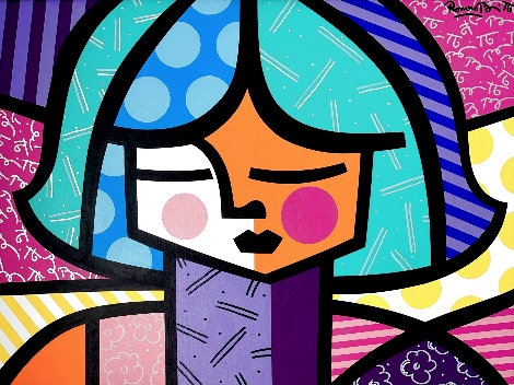 All About You 1994 32x42 - Huge Painting - Tape Method Original Painting - Romero Britto