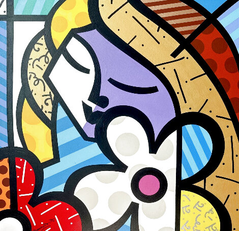 Girl With Flower 29x29 Original Painting - Romero Britto