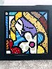 Girl With Flower 29x29 Original Painting by Romero Britto - 2