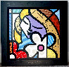 Girl With Flower 29x29 Original Painting by Romero Britto - 1