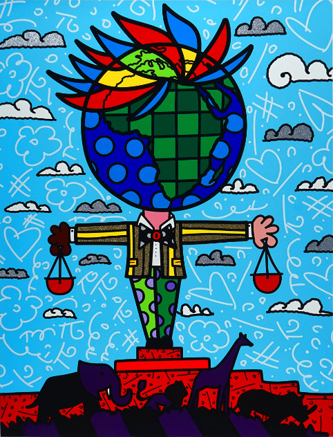 Globe Generation Set of 5  2015 40x30 - Huge Limited Edition Print by Romero Britto