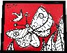 Red Butterfly 2004 27x33 Original Painting by Romero Britto - 1