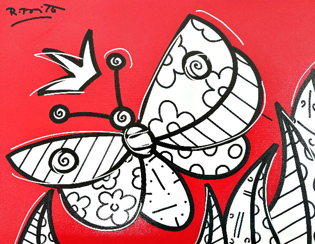 Red Butterfly 2004 27x33 Original Painting by Romero Britto