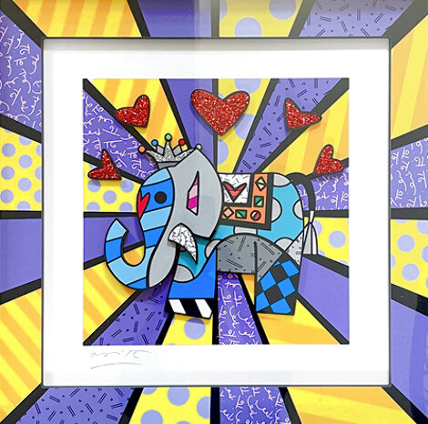 Blue Elephant 3-D 2020 Sculptograph Sculpture - Romero Britto