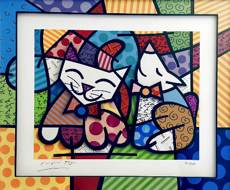 Happy Cat Snob Dog 3-D 2020 Limited Edition Print - Romero Britto