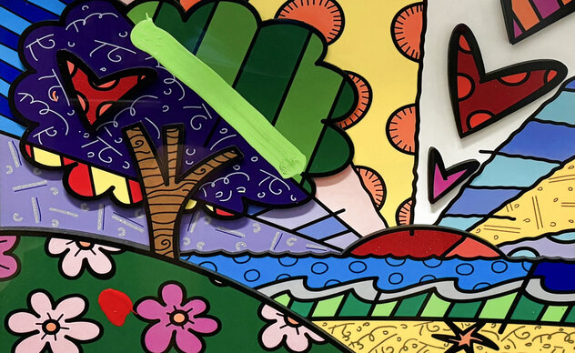 New Horizon Unique 3-D 2022 23x23 w Diamond Dust Original Painting by Romero Britto