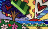 New Horizon Unique 3-D 2022 23x23 w Diamond Dust Original Painting by Romero Britto - 0