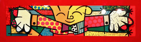 Hug Mixed Media Relief Sculpture 2006 19x50 - Huge Sculpture - Romero Britto