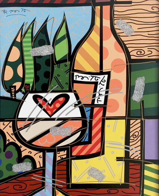 Wine Wine Yellow HC 2006 - Huge Limited Edition Print by Romero Britto
