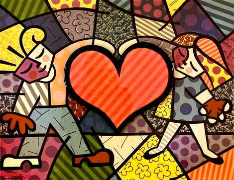 Heart Kids 2017 33x28 Mixed Media on Wood Original Painting - Romero Britto