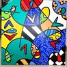 Spring Landscape 2006 48x48 Oil on Canvas - Huge - Signed Twice Original Painting by Romero Britto - 1