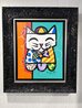 Loveable Cat Red and Orange V 2018 29x25 - Mixed Media on Canvas Original Painting by Romero Britto - 1