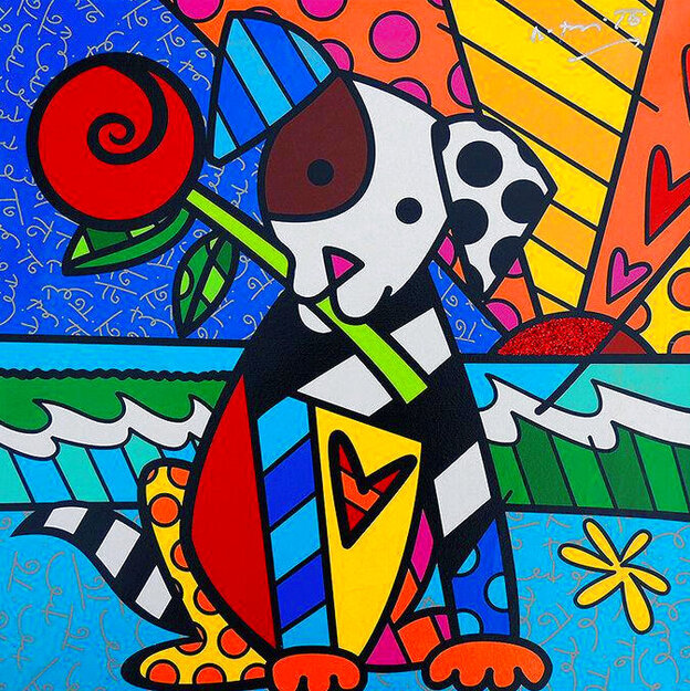 Lovely 2011 - Framed Giclee on Canvas Limited Edition Print - Romero Britto