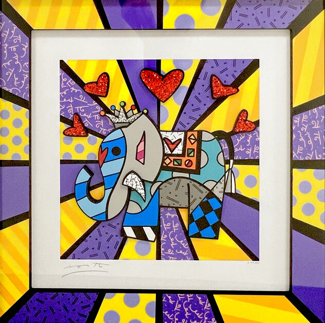 Blue Elephant 3-D - HC 2020 - Framed Sculptograph Limited Edition Print by Romero Britto