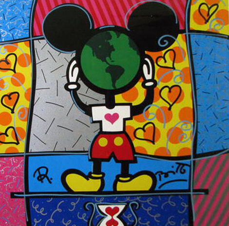 Mickey's World 1996 - Framed Embellished Serigraph - Disney Limited Edition Print - Romero Britto