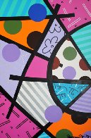Israel Landscape 2001 44x32 Huge Original Painting by Romero Britto - 0 Israel Landscape 2001 44x32 Huge Original Painting by Romero Britto - 0