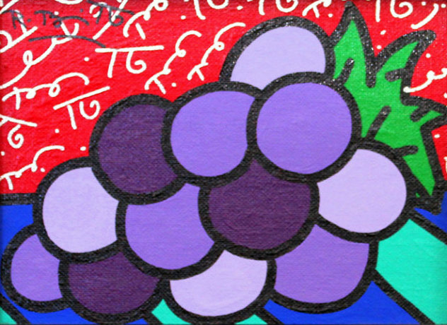 Untitled (Grapes) 2004 14x12 Original Painting by Romero Britto