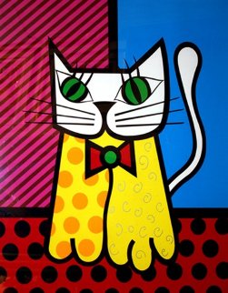Cat Limited Edition Print - Romero Britto Cat Limited Edition Print - Romero Britto